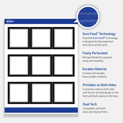 Avery Double Black Border Matte Blank Card, White, 90/Pack (S00-DM7)