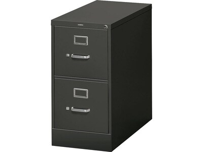 HON 310 Series 2-Drawer Vertical File Cabinet, Letter Size, Lockable, 29"H x 15"W x 26.5"D, Black (HON312PP)