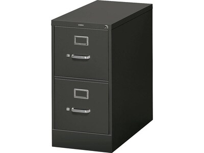 HON 310 Series 2 Drawer Vertical File Cabinet, Letter Size, Lockable, 29H x 15W x 26.5D, Black (H