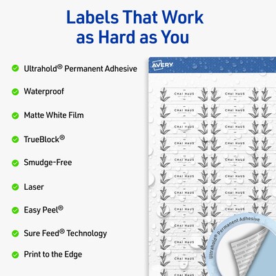Avery Rectangle Laser Multipurpose Labels, 0.5 x 1.75, White, 6000/Box (19479399211)