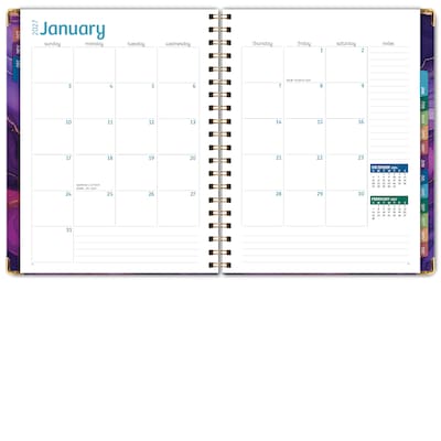 2027 Excello Brands 9" x 11" Weekly & Monthly Standard Planner, Paperboard Cover, Pink Purple Marble (FSHN-CY27-8511-22)