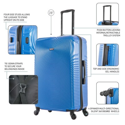 DUKAP INCEPTION 3-Piece Hardside Spinner Carry-On Luggage Set, TSA Checkpoint Friendly, Blue (DKINCSML-BLU)