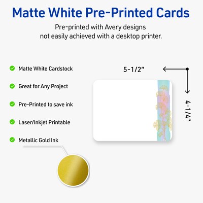 Avery Floral Design Matte Blank Card, White, 20/Pack (S00-EVN)