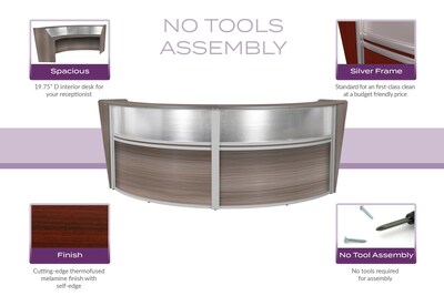 Regency Marque 124.5"W Curved Reception Desk Workstation, Driftwood Gray (77312GY)