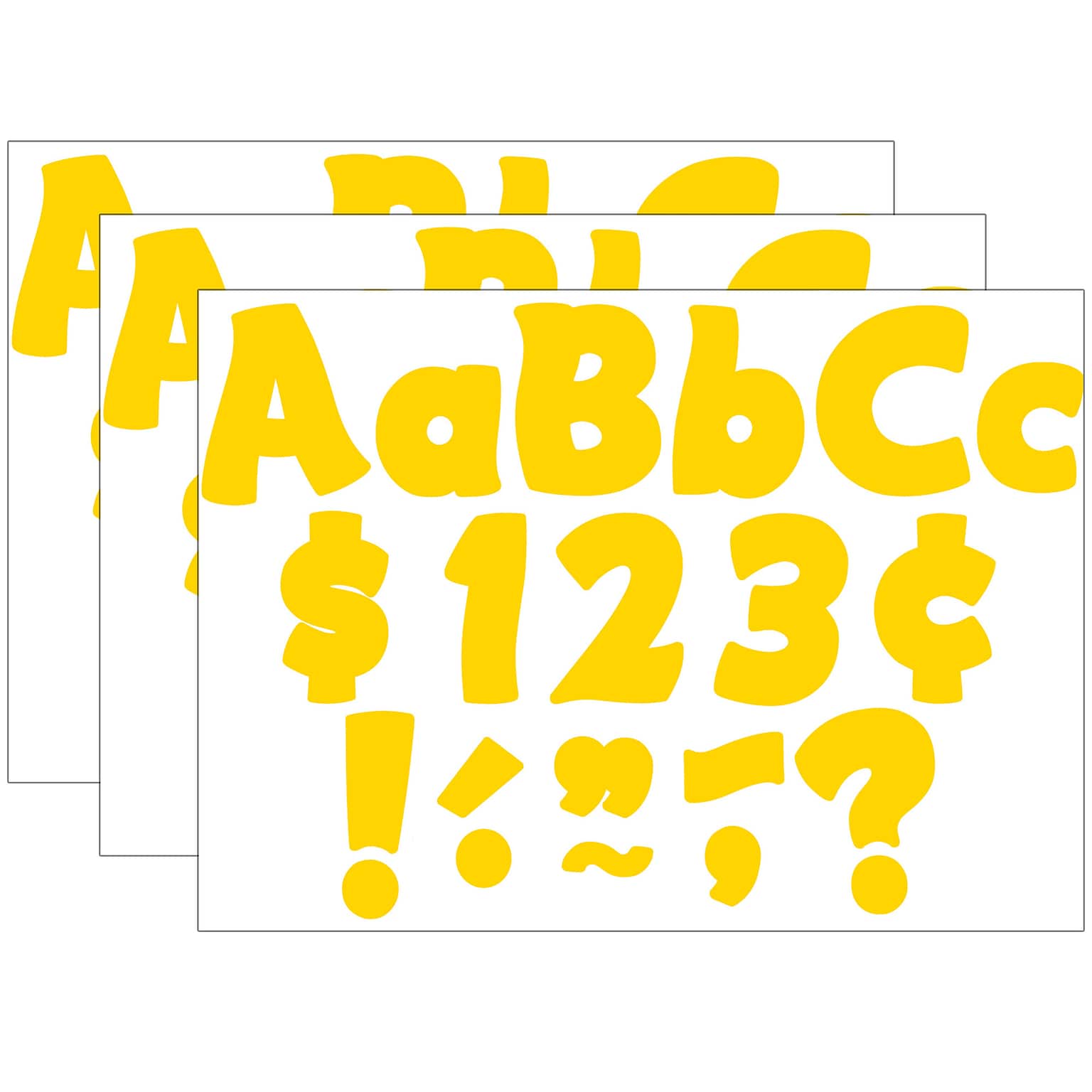 Teacher Created Resources 4 Funtastic Font Letters Combo Pack, Yellow Gold, 208 Pieces/Pack, 3 Packs/Bundle (TCR5818-3)