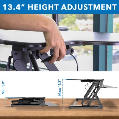 Mount-It! 47" W Manual Adjustable Standing Desk Converter with Dual Monitor Mount, Black (MI-8052)
