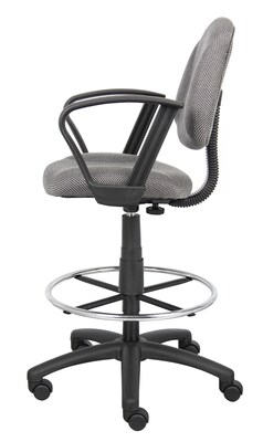 Boss Deluxe Posture Fabric Drafting Stool with Swivel Base, Gray (B1617-GY)