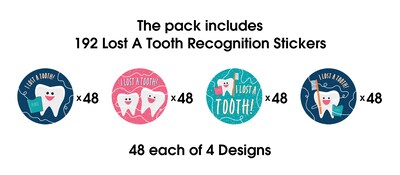 Barker Creek Lost a Tooth Stickers/Badges, Multicolored, 192/Set (4445)
