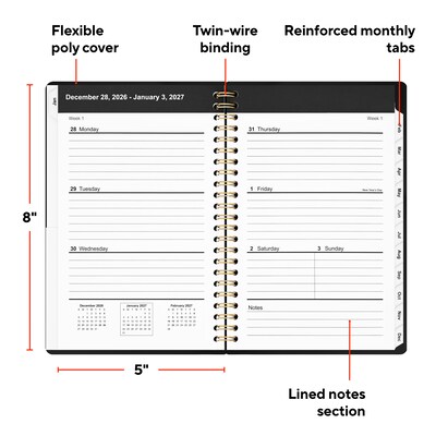 2027 Staples 5 x 8 Weekly & Monthly Planner, Dark Modern (ST63611-27)