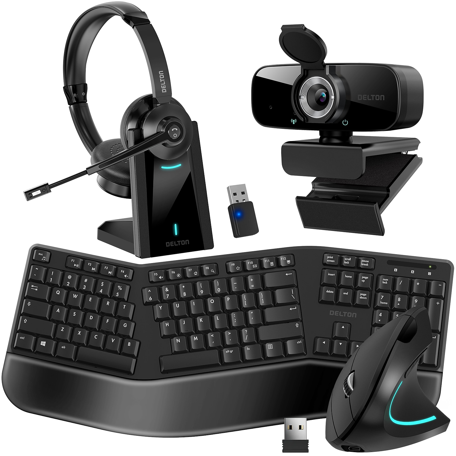 Delton Work Anywhere 35X Noise-Canceling Bluetooth Computer Headset Bundle, Black (DBND4WLS35X)