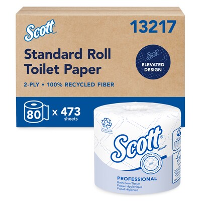 Scott Professional Recycled Toilet Paper, 2-ply, White, 473 Sheets/Roll, 80 Rolls/Carton (13217)