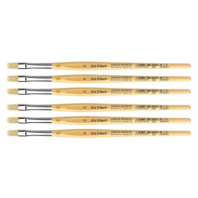 da Vinci JUNIOR BORSTE Tempera Synthetic Student Flat Brush, 6 Brushes/Pack (DVXVA3296-6)