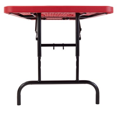 NPS BTA Series 30" x 72" Heavy Duty Height Adjustable Plastic Folding Table, Red (BTA-3072-40)
