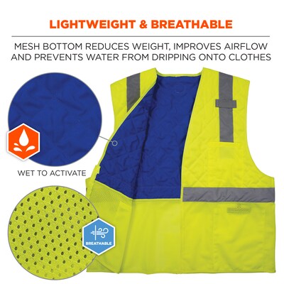 Chill-Its 6668 Hi-Vis Safety Cooling Vest, ANSI Class R2, Lime, XL (12715)  (12715)