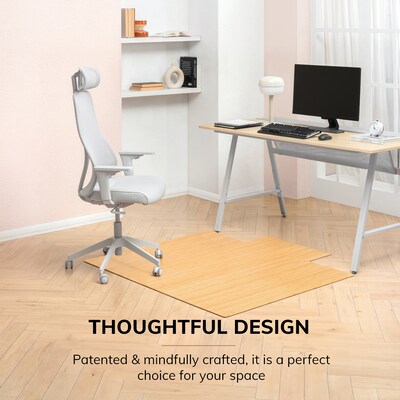 Anji Mountain Standard Bamboo Carpet & Hard Floor Chair Mat with Lip, 55" x 57", Natural (AMB24008)
