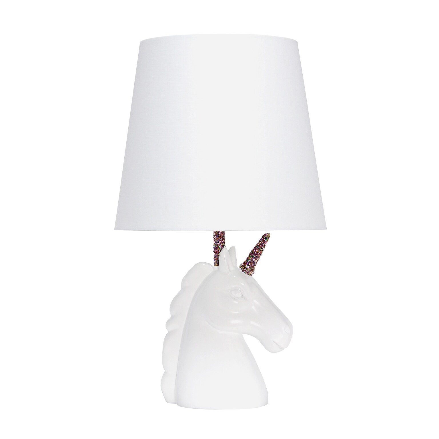 Creekwood Home Whimsilux 15.5 LED Table Lamp, White/Rainbow Glitter (CWT-2023-RN)