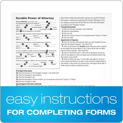 Adams Durable Power of Attorney Legal Form Kit 11"L x 8.5"W Each (ABF LF205)