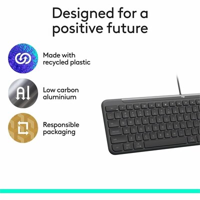 Logitech Signature Slim Wired K620 Computer Keyboard for Business, Graphite (920-013302)