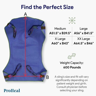 ProHeal Universal Full Body Mesh Lift Sling, XX-Large, 54" x 43", Polyester (ProHeal-30118)