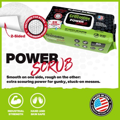Crocodile Cloth PowerSCRUB Cleaning Cloths, 15 x 10, 80/Pack (6500-080)