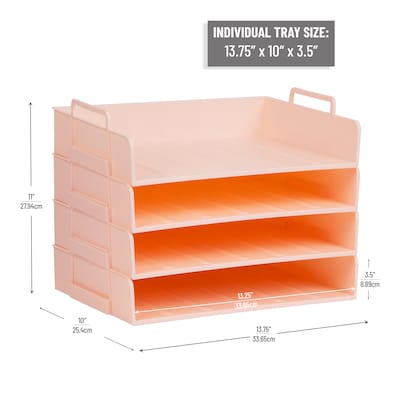 Mind Reader Plastic Side Loading Stackable Letter Tray, Letter Size, Pink (DANSTACK4-PNK)