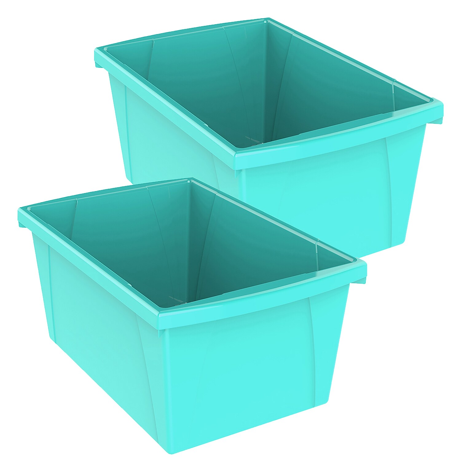 Storex Plastic Medium Classroom Storage Bin, 16.75x 11.87x 8.28, Teal, Pack of 2 (STX61478U06C-2)