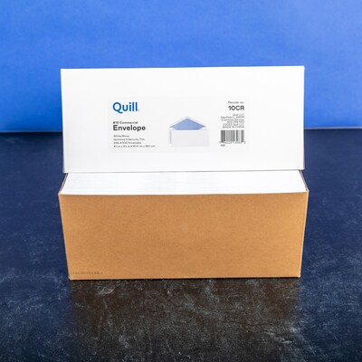 Quill Brand® 500/Box Gummed Security Tinted #10 Business Envelope, 4-1/8" x 9-1/2", White Wove (69679 / 70695)
