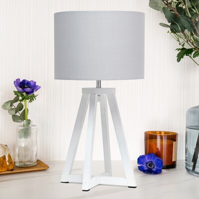 Creekwood Home 19" LED Table Lamp, White/Gray (CWT-1001-WG)