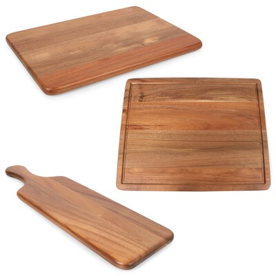 3pc Set of Acacia Serving and Carving Boards