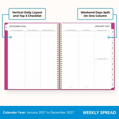 2027 Blue Sky 8.5 x 11 Weekly & Monthly Planner, Fuchsia (164284)