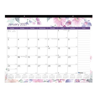 2027 Blueline Colorful Passion Floral 22 x 17 Monthly Desk Pad Calendar (C194113-27)