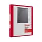 Staples® Standard 1" 3 Ring View Binder with D-Rings, Red (58652)