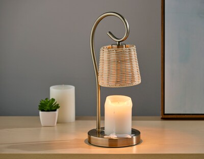 Simplee Adesso Perry Candlewarmer 14.5" Halogen Table Lamp, Antique Brass (SL1194-12)