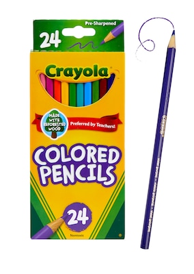 Crayola Kids' Colored Pencils, Assorted Colors, 24/Box (68-4024)