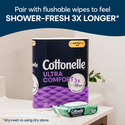 Cottonelle Ultra Comfort Toilet Paper, 2-ply, White, 268 Sheets/Roll, 12 Rolls/Case (54165/55494)