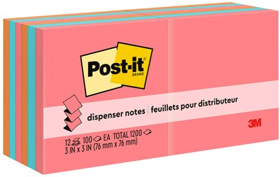 Post-it Pop-up Notes, 3" x 3", Poptimistic Collection, 100 Sheets/Pad, 12 Pads/Pack (R330-12AN)