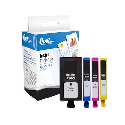 Quill Brand® Remanufactured C/M/Y/K High Yield Ink Cartridge Replacement for HP 910XL, 4/PK (3YL65AN