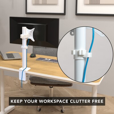 Mount-It! Adjustable Single Monitor Desk Mount, Up to 32" Monitor, White (MI-1706WHT)