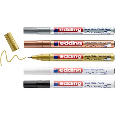 edding 780 Series Oil Based Gloss Paint Marker, Ultra-Fine Tip, Metallic Colors, 5/Pack (EDD47805999)