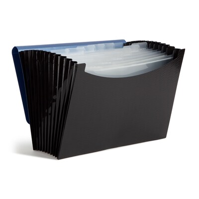 Smead Heavy Duty Expanding File with Flap & Elastic Cord Closure, Letter Size, 12 Pockets, Blue/Blac
