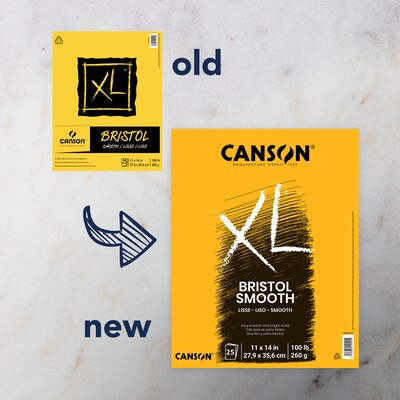 Canson XL Series 11" x 14" Bristol Sketch Pad, 25 Sheets/Pad, 2/Bundle (MCXC400061835-2)