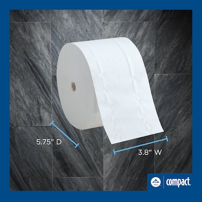 Compact Recycled Coreless Toilet Paper, 2-Ply, White, 1500 Sheets/Roll, 18 Rolls/Carton (19378)