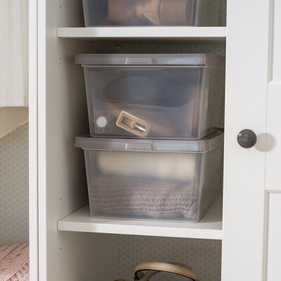 Iris 14.5 Quart Snap Top Plastic Snap Closure Storage Bin, Clear, 6/Pack (585102)