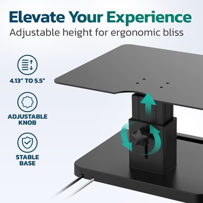Purely S402 Adjustable Monitor Stand, Up to 22" Monitor, Black (PMS402)
