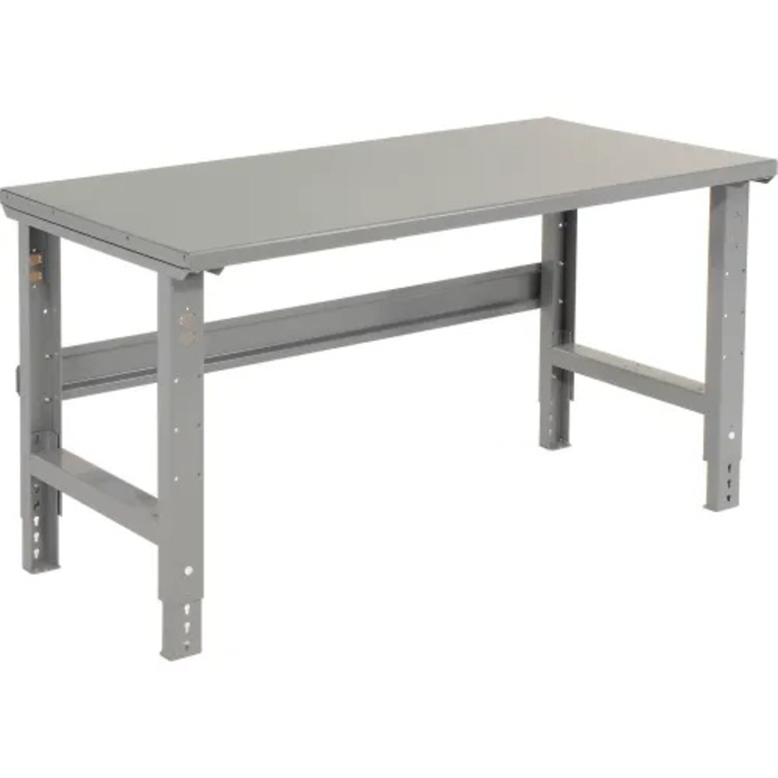 Global Industrial Height Adjustable Workbench, 72W x 36D, Steel Square Edge, Gray (183155)