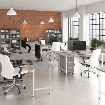 Bush Business Furniture Hustle 60"W Computer Desk with Metal Legs, Platinum Gray (HUD160PG)