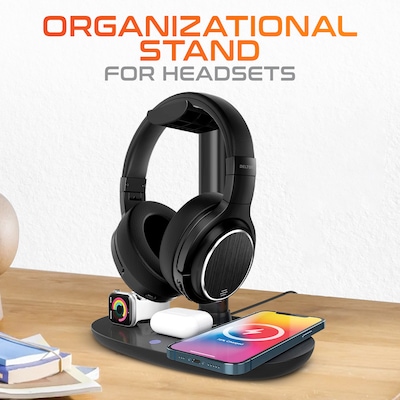 Delton M101 Wireless Active Noise Canceling Bluetooth Stereo Business Headset with HS1 Charging Station, Black (DHSWC1101XD)