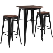 Flash Furniture Metal/Wood Restaurant Bar Table Set, 42H, Black (CHWDTBCH17)