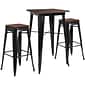 Flash Furniture Metal/Wood Restaurant Bar Table Set, 42"H, Black (CHWDTBCH17)