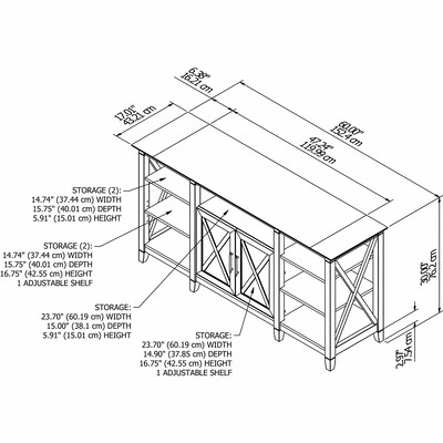 Bush Furniture Key West Console TV Stand, Screens up to 70", Washed Gray (KWV160WG-03)